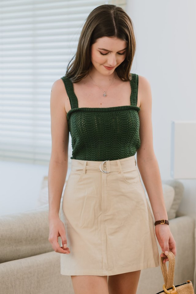 ACW Scallop Trimming Knit Top In Emerald