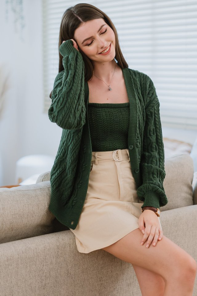 ACW Scallop Trimming Knit Top In Emerald