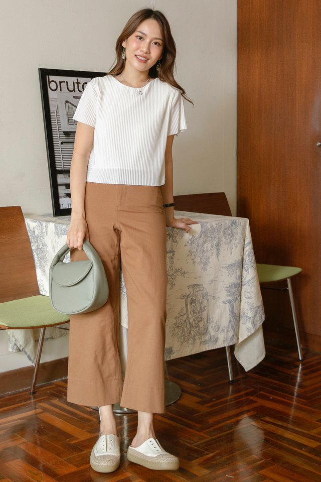 ACW Double Button Straight Cut Linen Trousers in Chocolate