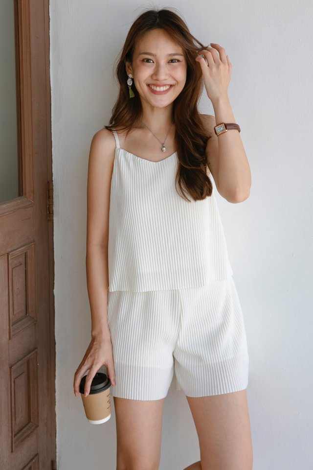 ACW Pleats High Waisted Shorts in Ivory