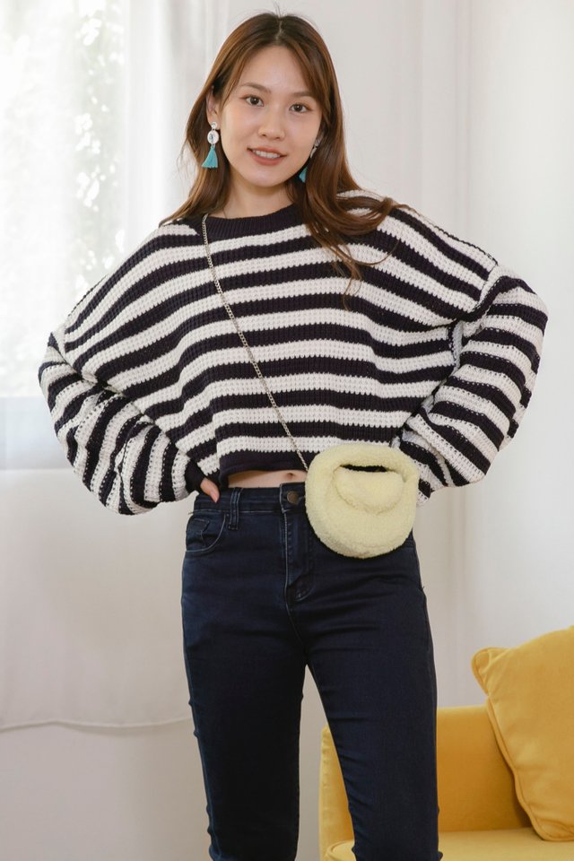 ACW Cropped Oversized Knit Sweater in Stripes