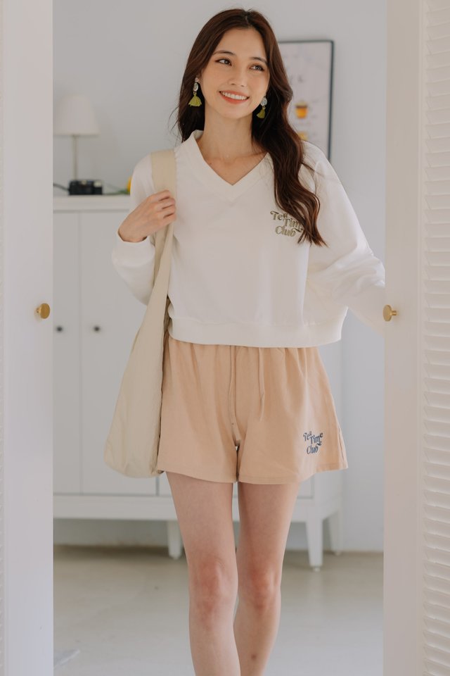 ACW Tea Time Club Cropped Sweater in White