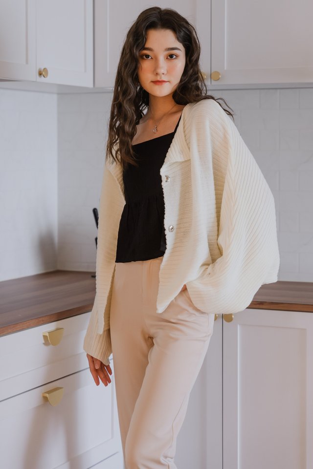 ACW Cable Knit Slouchy Cardigan in Ivory