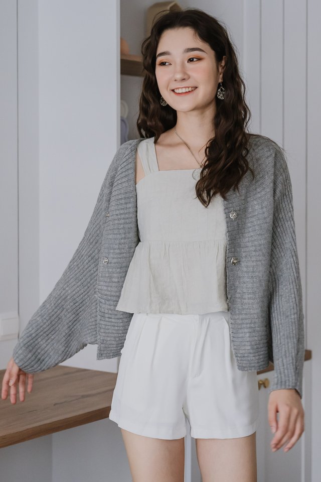 ACW Cable Knit Slouchy Cardigan in Light Grey