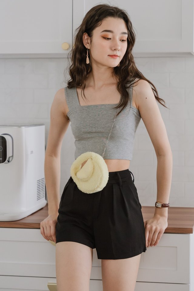 ACW Basic Thick Strap Crop Top in Light Grey