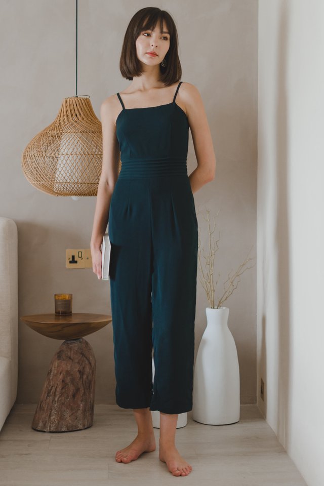 ACW Waist Panel Tier Cami Jumpsuit in Forest Green