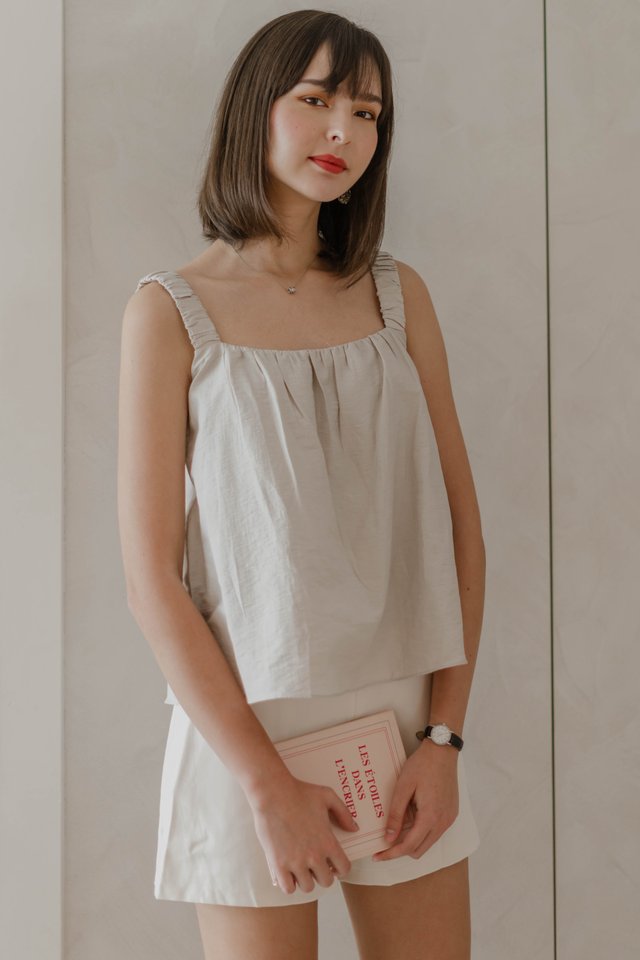 ACW Elastic Strap Ruch Swing Top in Ice Grey