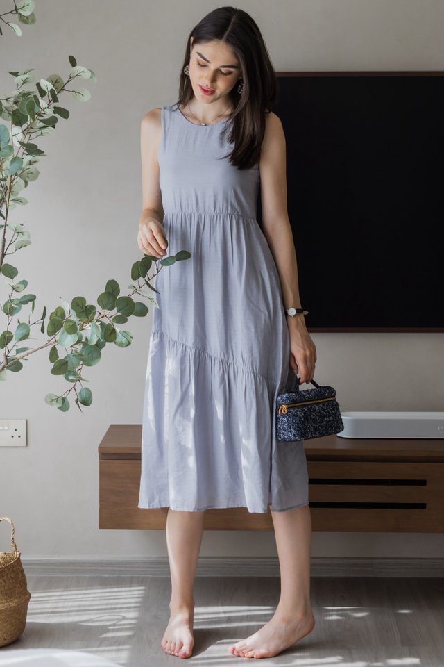 ACW Asymmetrical Tier Midi Dress in Lavender