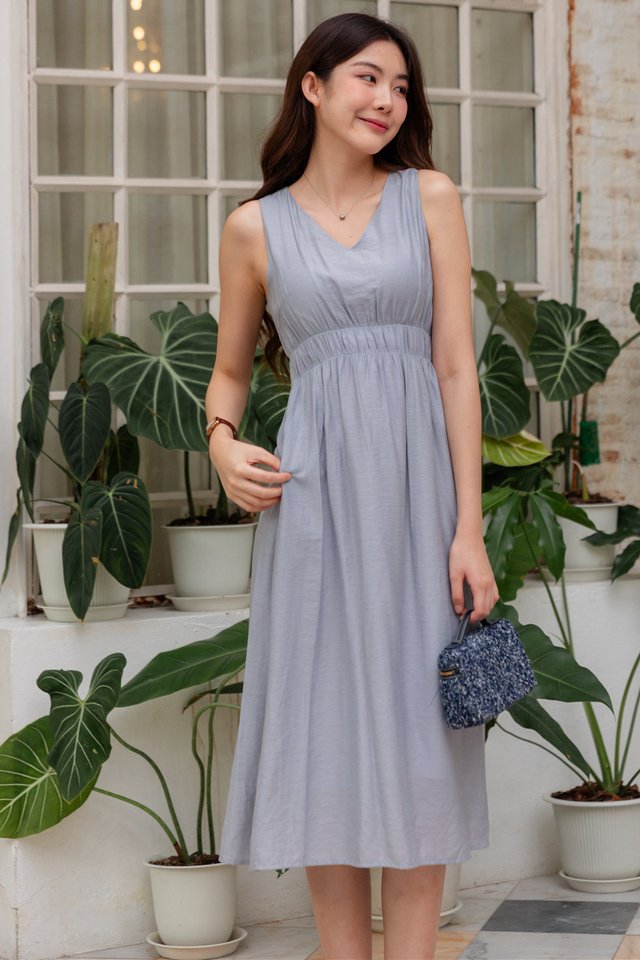 ACW Duo Elastic Band Midi Swing Dress in Lavender