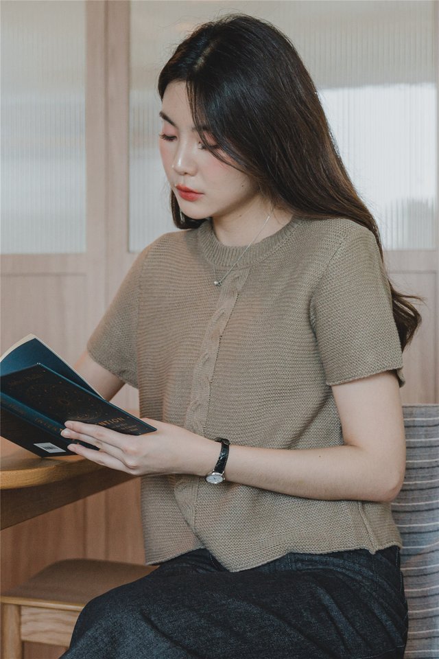 ACW Cable Panel Box Sleeve Top in Brown