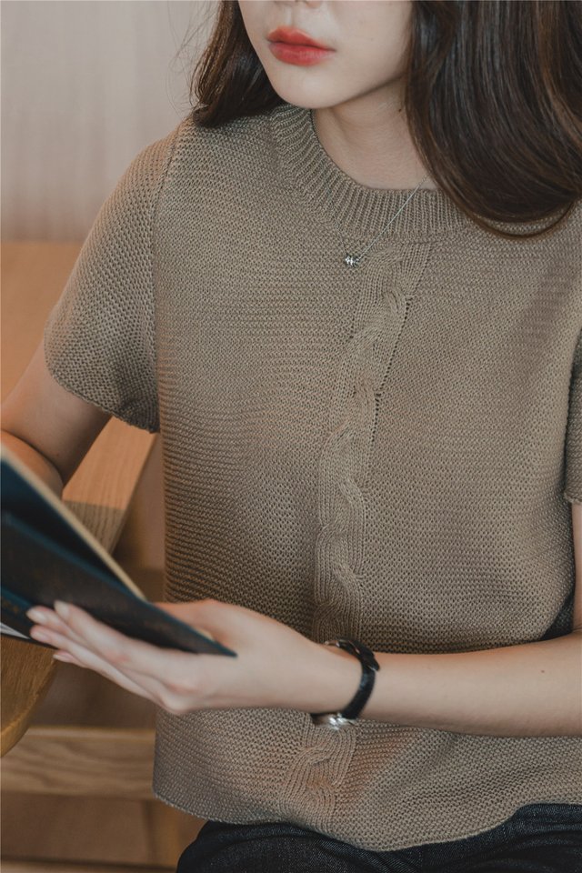 ACW Cable Panel Box Sleeve Top in Brown
