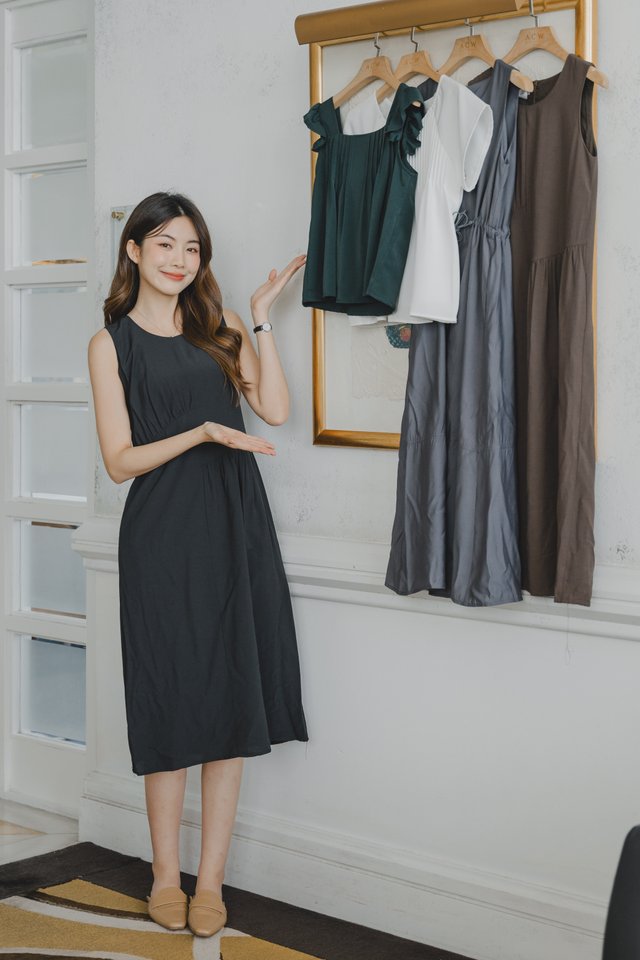 ACW Asymmetrical Panel Midi Dress in Black