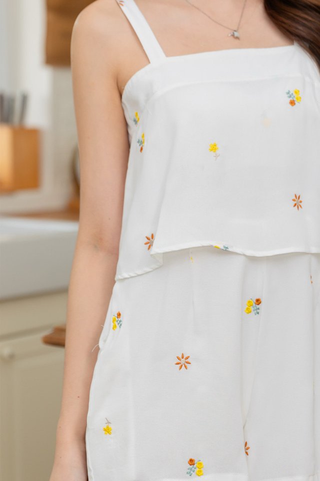 ACW Summer Yellow Embroidery Layered Romper