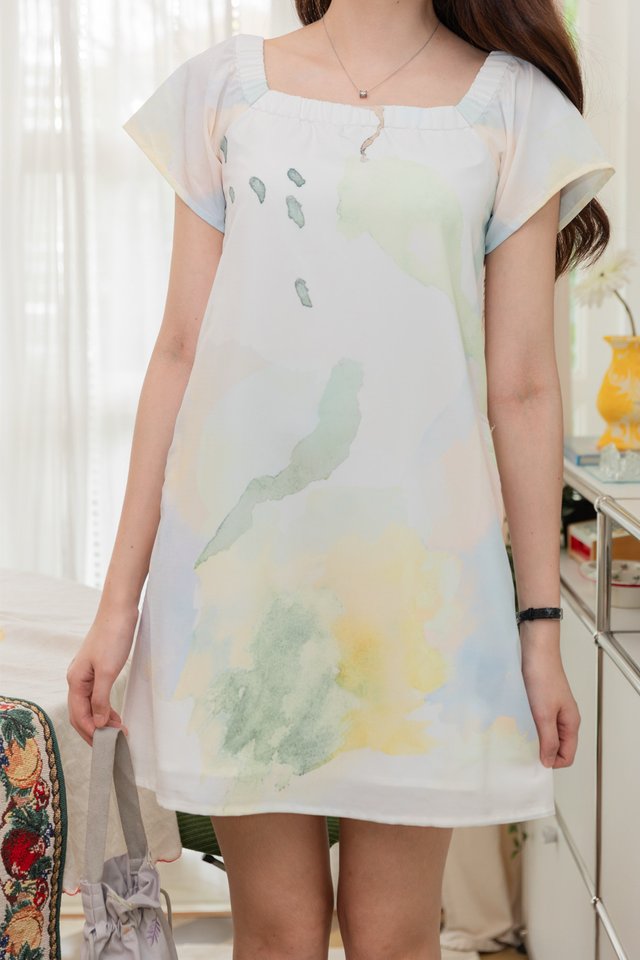 ACW Prosperity Print Square Neck Mini Dress