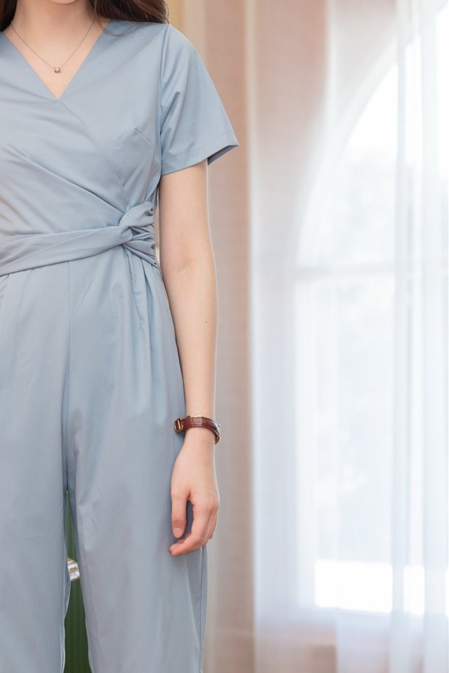 ACW Waist Knot Twist Jumpsuit in Sky