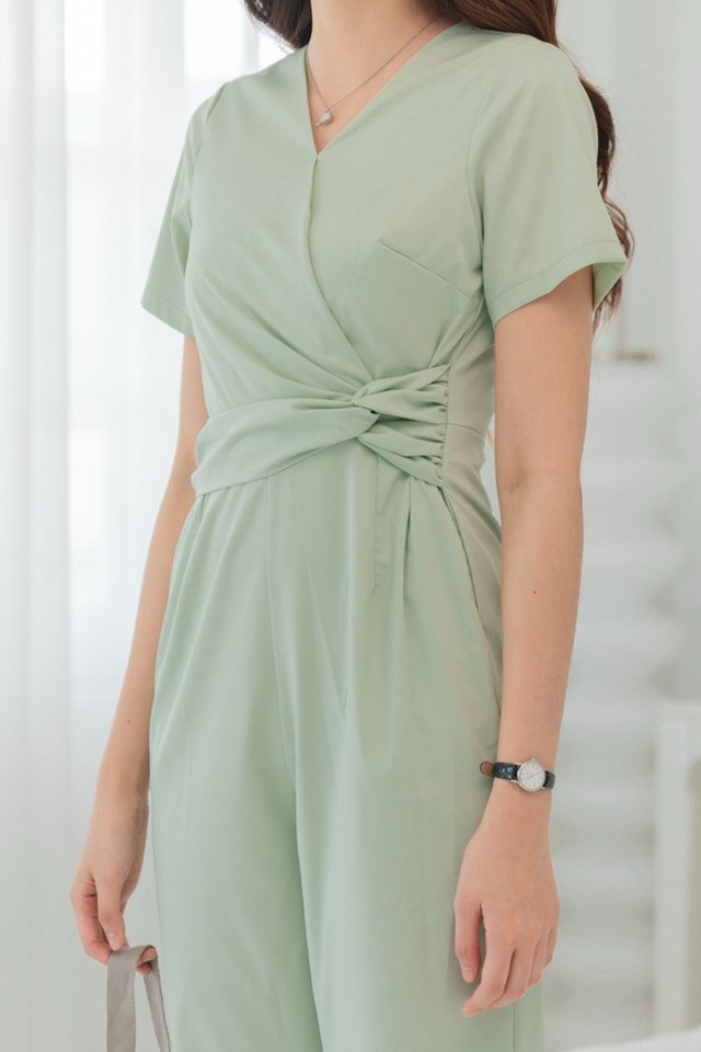 ACW Waist Knot Twist Jumpsuit in Seafoam