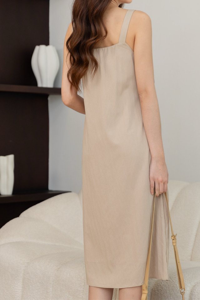 ACW Back Straps Two Way Midi Dress in Sand