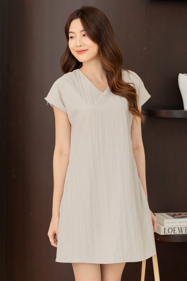 ACW Skater Sash Mini Dress in Bone