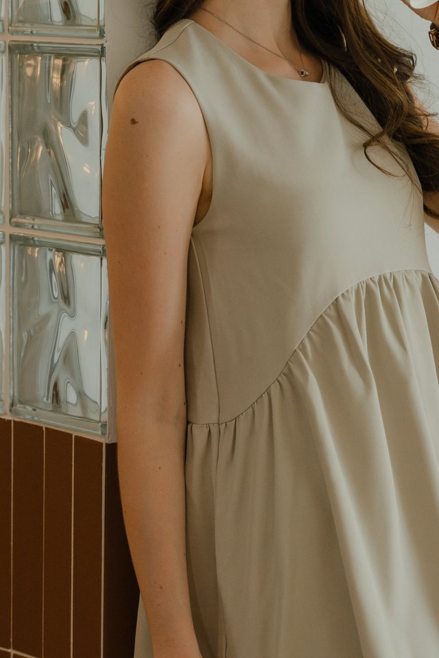 *Preorder* ACW Curve Sleeveless Trapeze Mini Dress in Dusk Grey