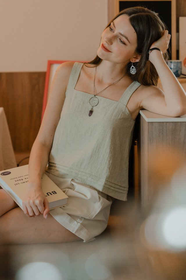 ACW Tiered Thick Strap Cami Top in Seafoam