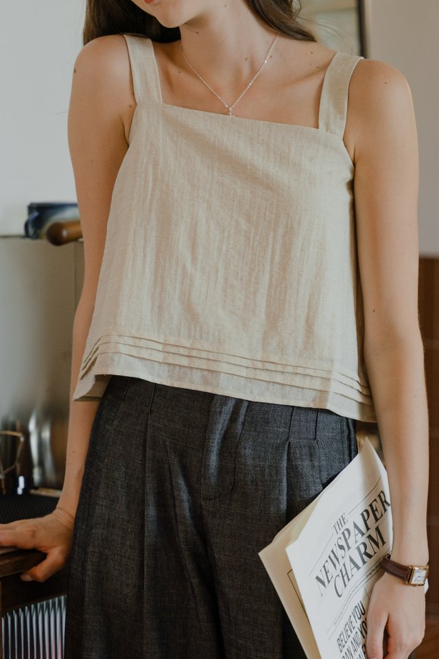 ACW Tiered Thick Strap Cami Top in Sand