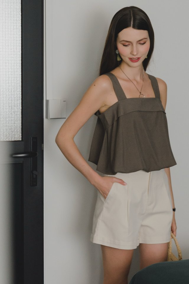 ACW Puffy Hem Thick Strap Top in Cocoa
