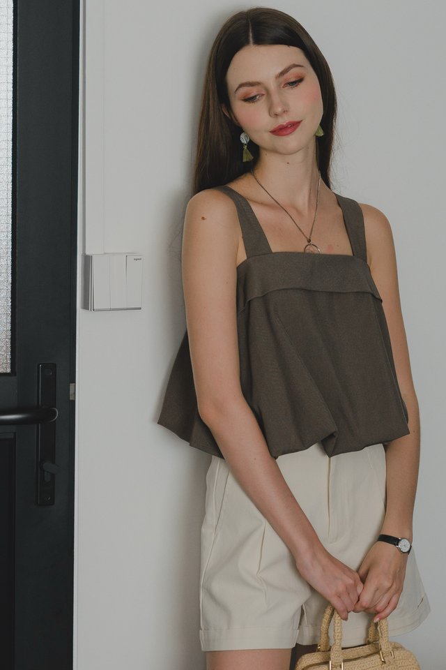 ACW Puffy Hem Thick Strap Top in Cocoa