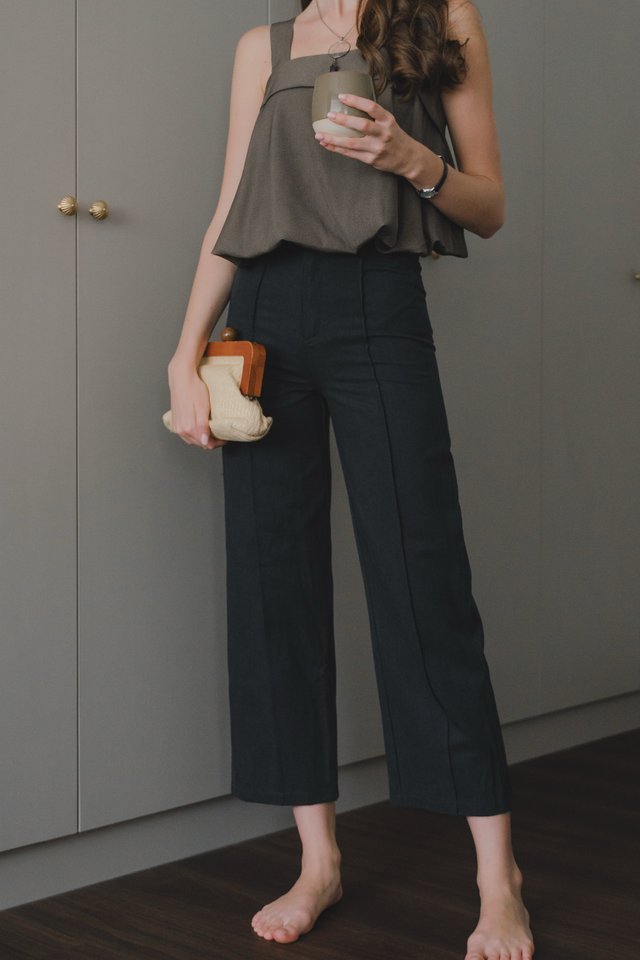 ACW Panel Lined Fitted Trousers in Dark Navy