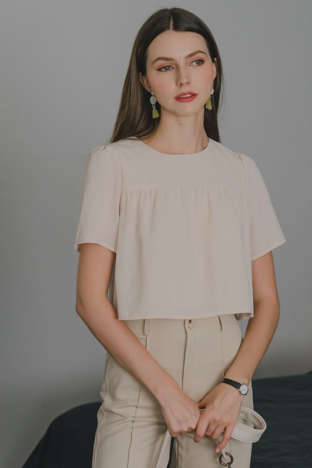 *Preorder* ACW Round Neck Flowy Swing Blouse in Sand