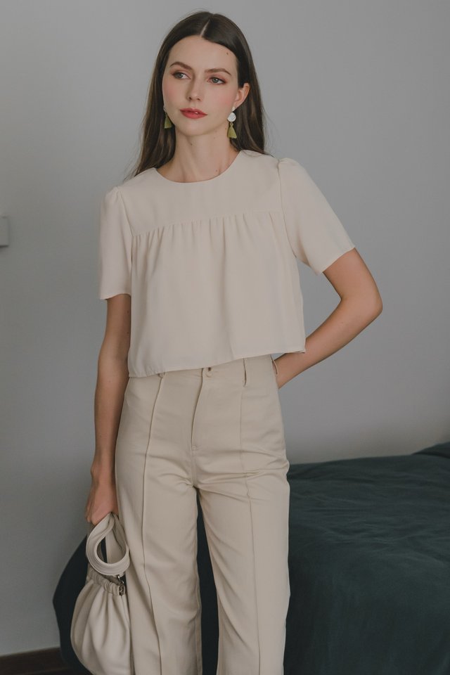 *Preorder* ACW Round Neck Flowy Swing Blouse in Sand