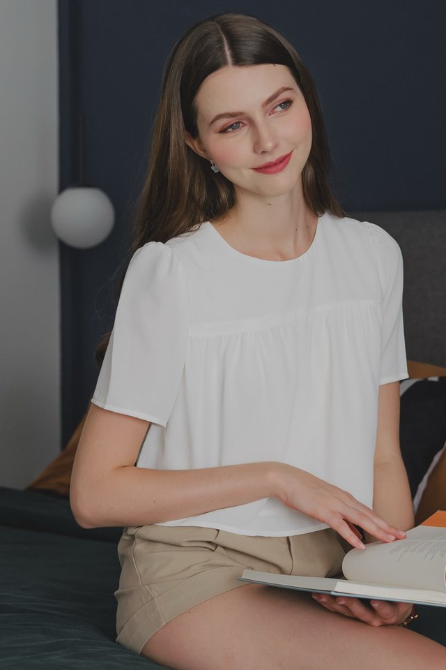*Preorder* ACW Round Neck Flowy Swing Blouse in White