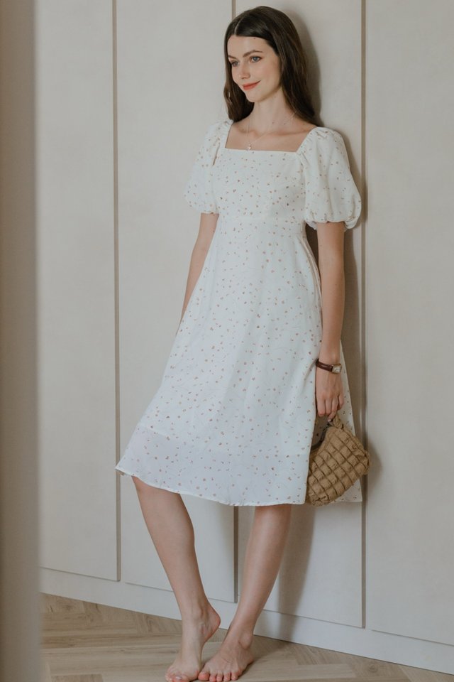 *Preorder* ACW Balloon Sleeve Square Neck Midi Swing Dress in Prints