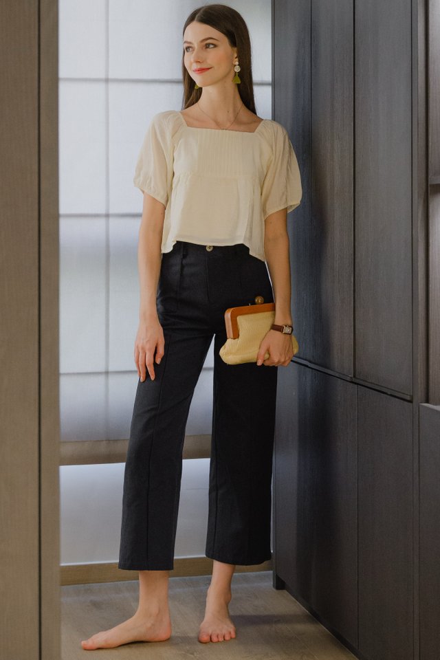 ACW Panel Lined Fitted Trousers in Dark Navy
