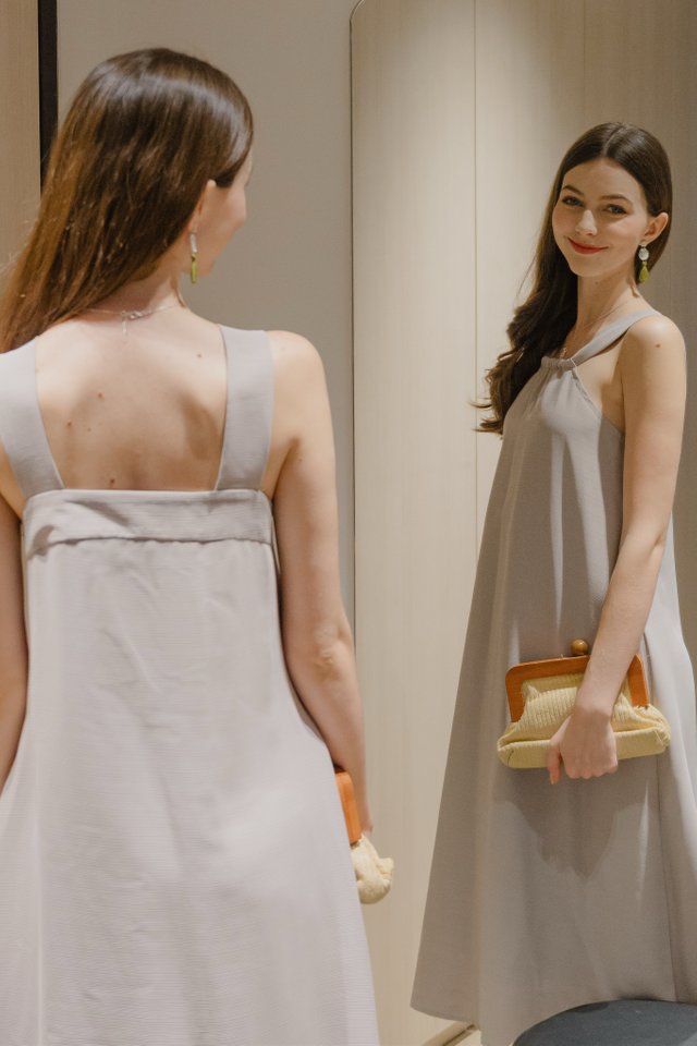ACW Knot Twist Two Way Midi Dress in Dove Grey