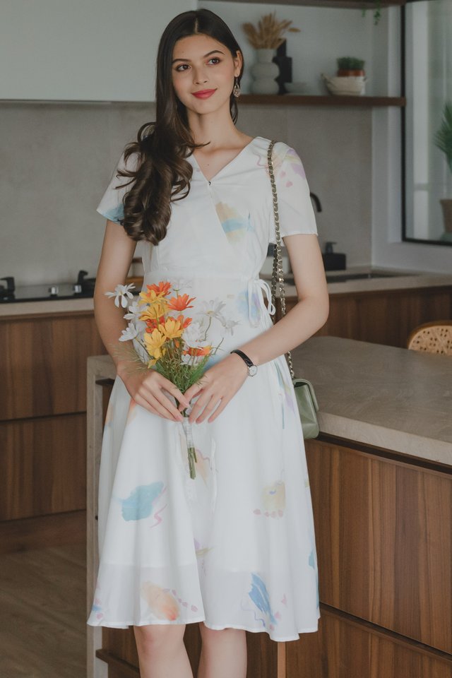 ACW Colours of Summer Wrap Midi Dress in White
