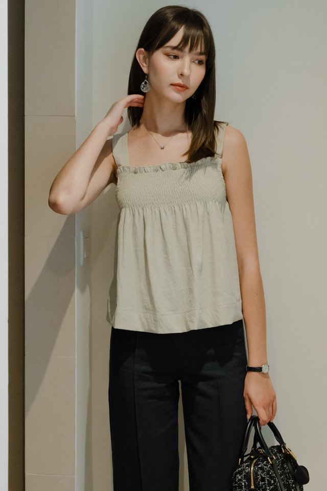 *Preorder* ACW Thick Strap Smock Swing Top in Grey