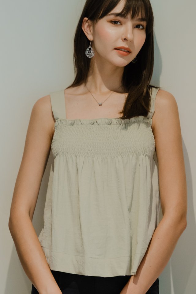 *Preorder* ACW Thick Strap Smock Swing Top in Grey