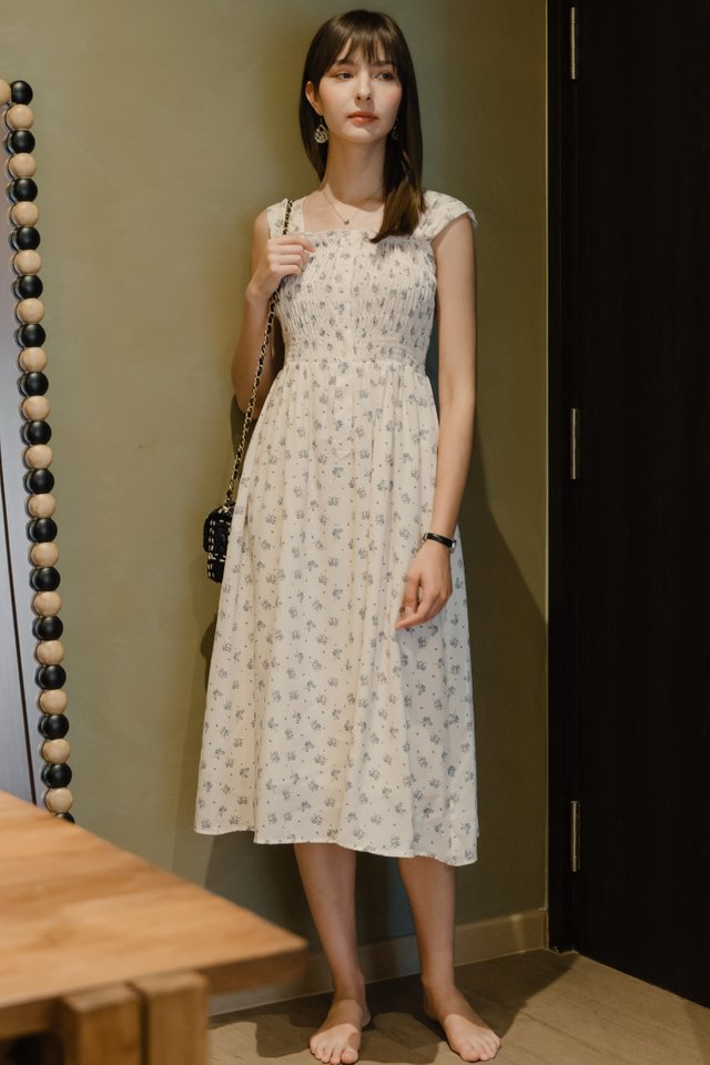 *Preorder* ACW Curve Thick Strap Button Down Smock Midi Dress in Prints