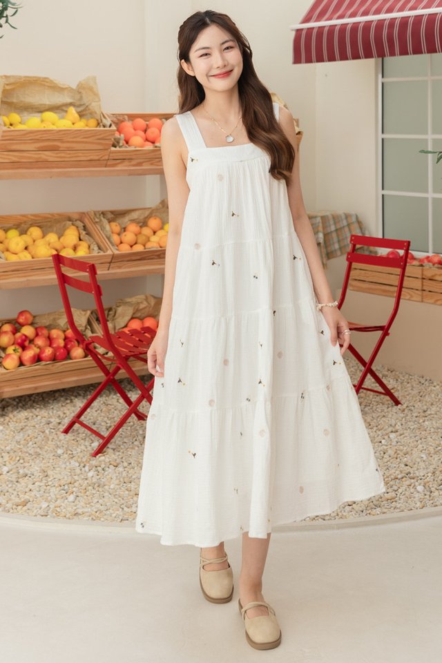 *Preorder* ACW Seashell Embroidery Square Neck Tiered Flow Maxi Dress