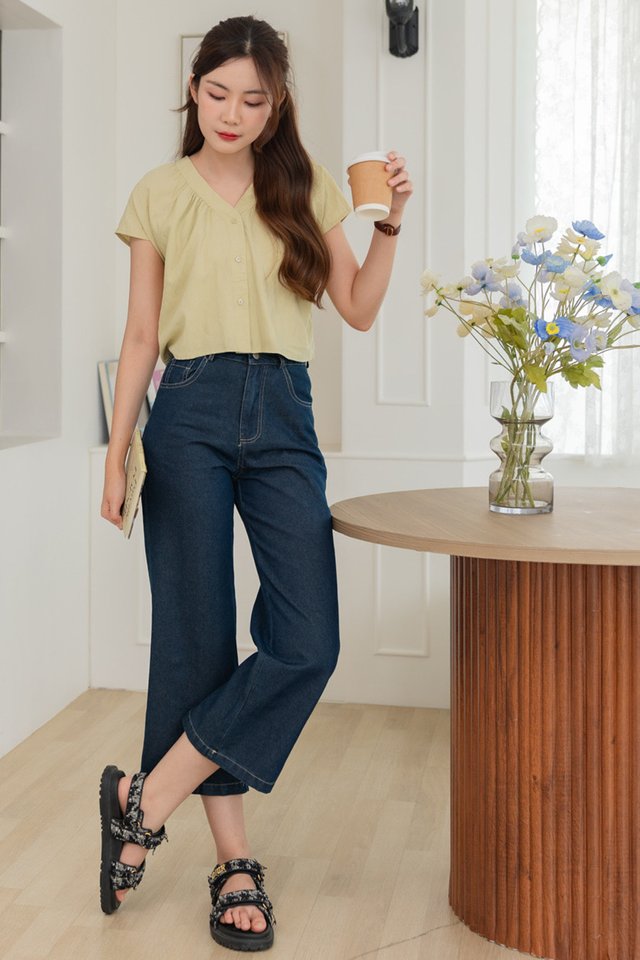 ACW Button Panel Blouse in Avocado