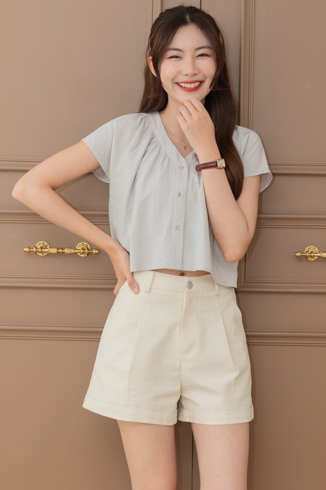 ACW Button Panel Blouse in Light Grey