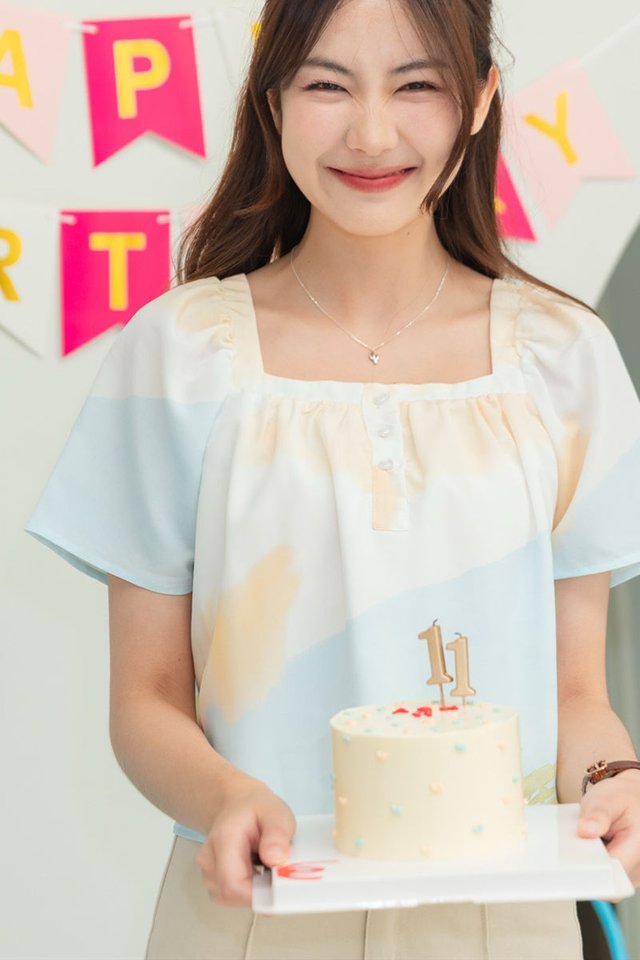 *Preorder* ACW Dawn Button Panel Flutter Sleeve Blouse