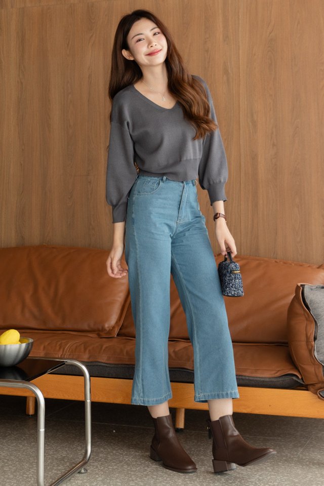 *Pre 11.11 Special* ACW Balloon Sleeve Knit Top in Dark Grey