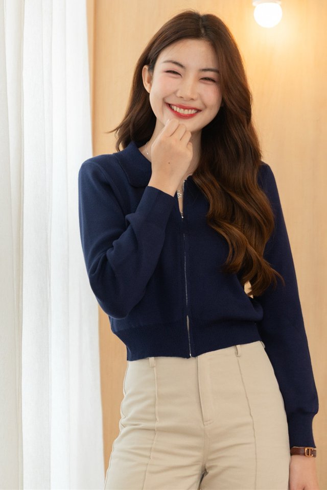 ACW Zipper Knit Cardigan in Navy