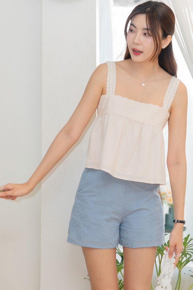 ACW Crotchet Straps Babydoll Top in Cream