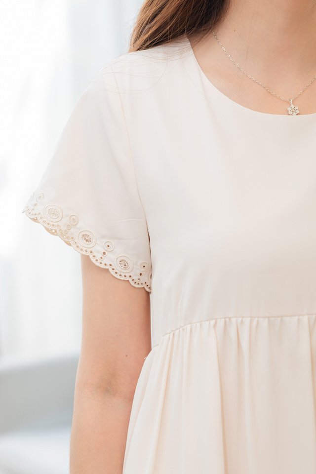 *BACK IN STOCK* ACW Eyelet Sleeves Babydoll Dress in Cream