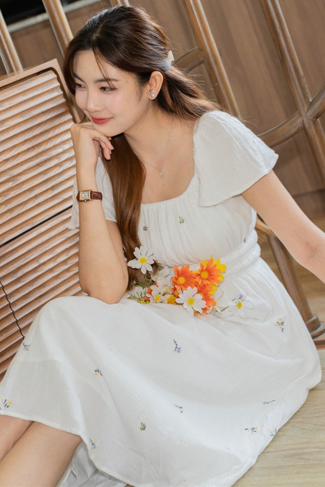 *Preorder - 8/9 Feb* ACW Wildflower Embroidery Duo Elastic Waist Midi Dress