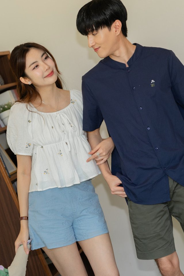 *Preorder - 8/9 Feb* ACW Wildflower Embroidery Balloon Sleeve Babydoll Top