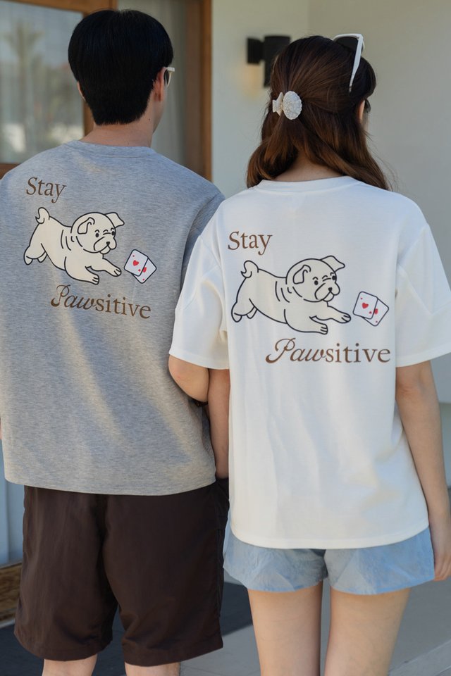 *Preorder - 6/7 Feb* ACW Stay Pawsitive Oversized Unisex Tee in White