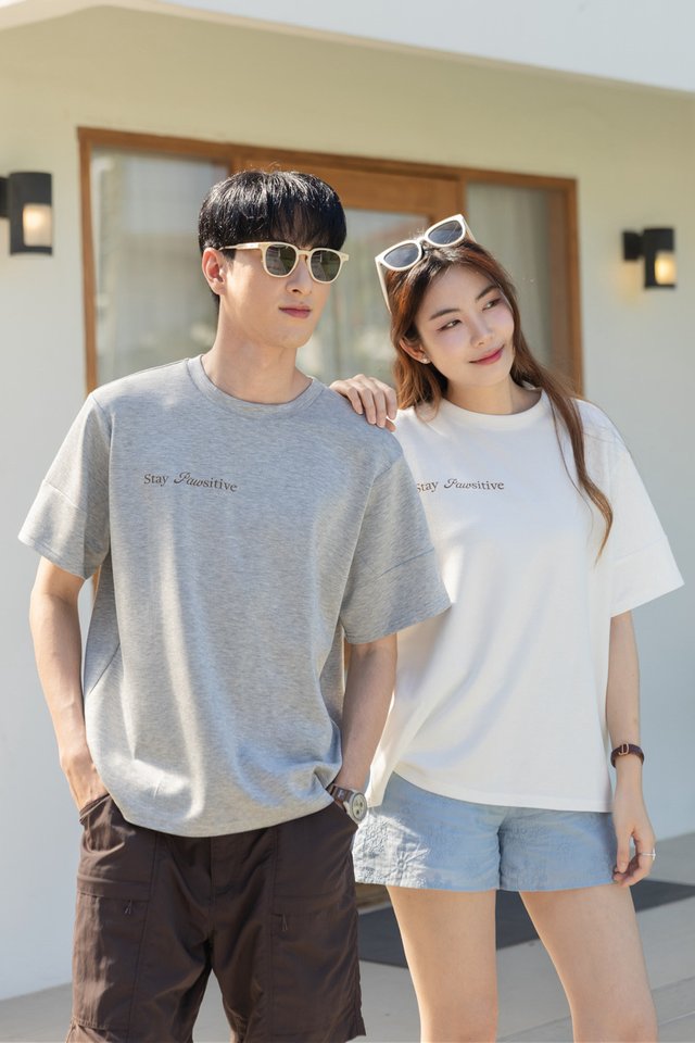 *Preorder - 6/7 Feb* ACW Stay Pawsitive Oversized Unisex Tee in Grey